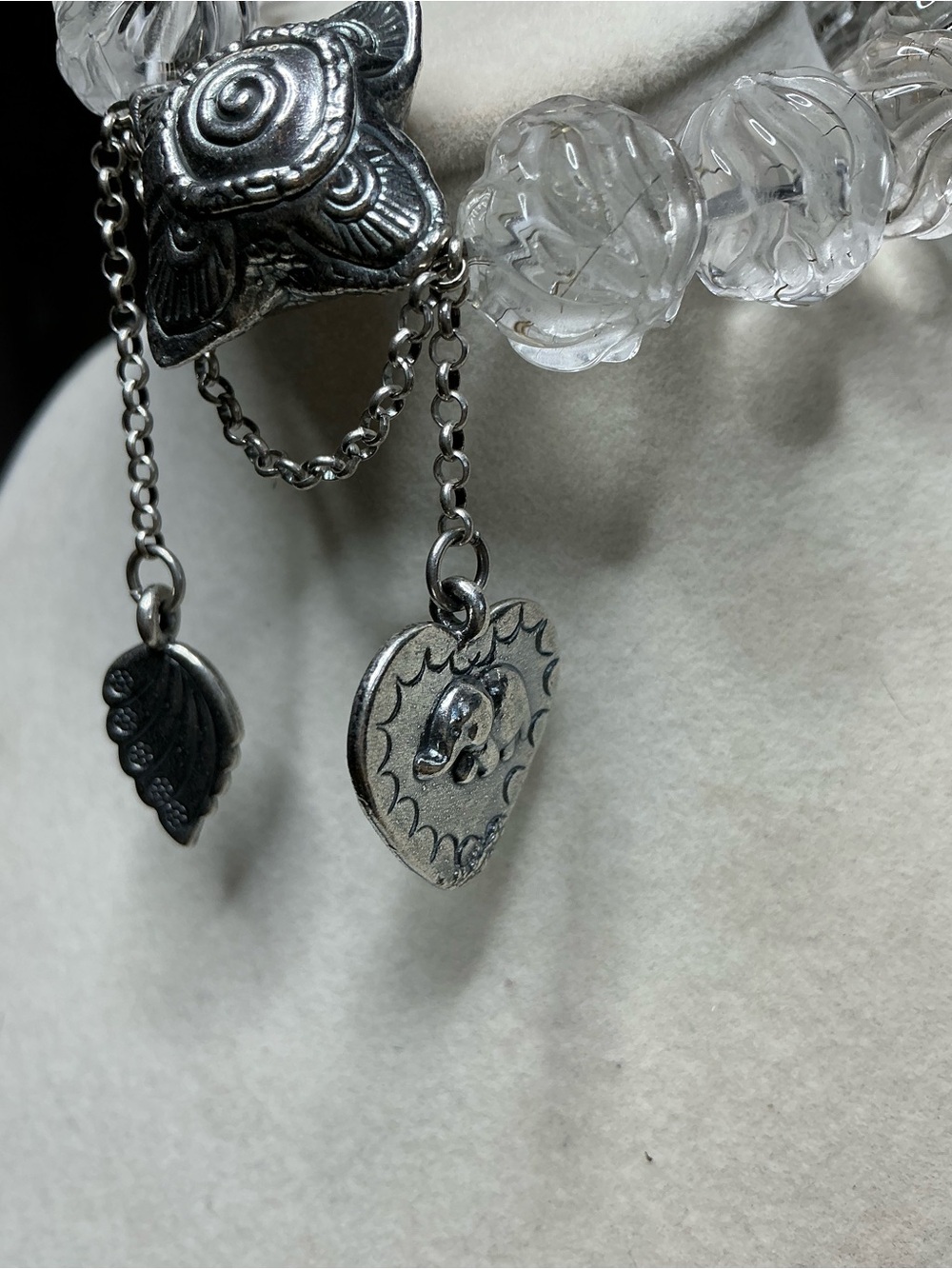 Nine Tail Fox Clear Quartz Gold Rutile Beads with 999 Silver Star Accent - Picture 3 of 9